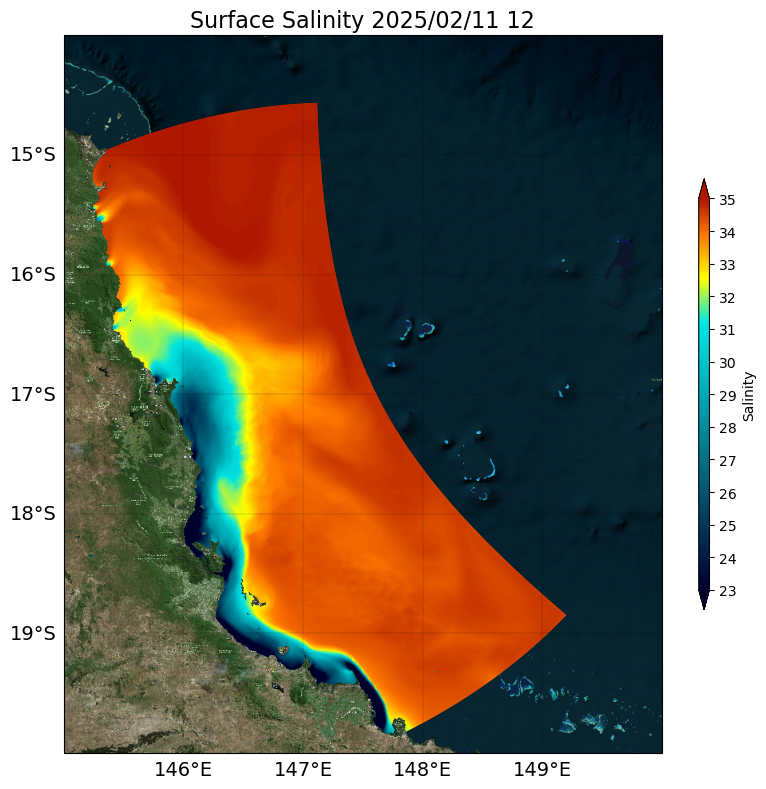 Surface layer salinity during flooding